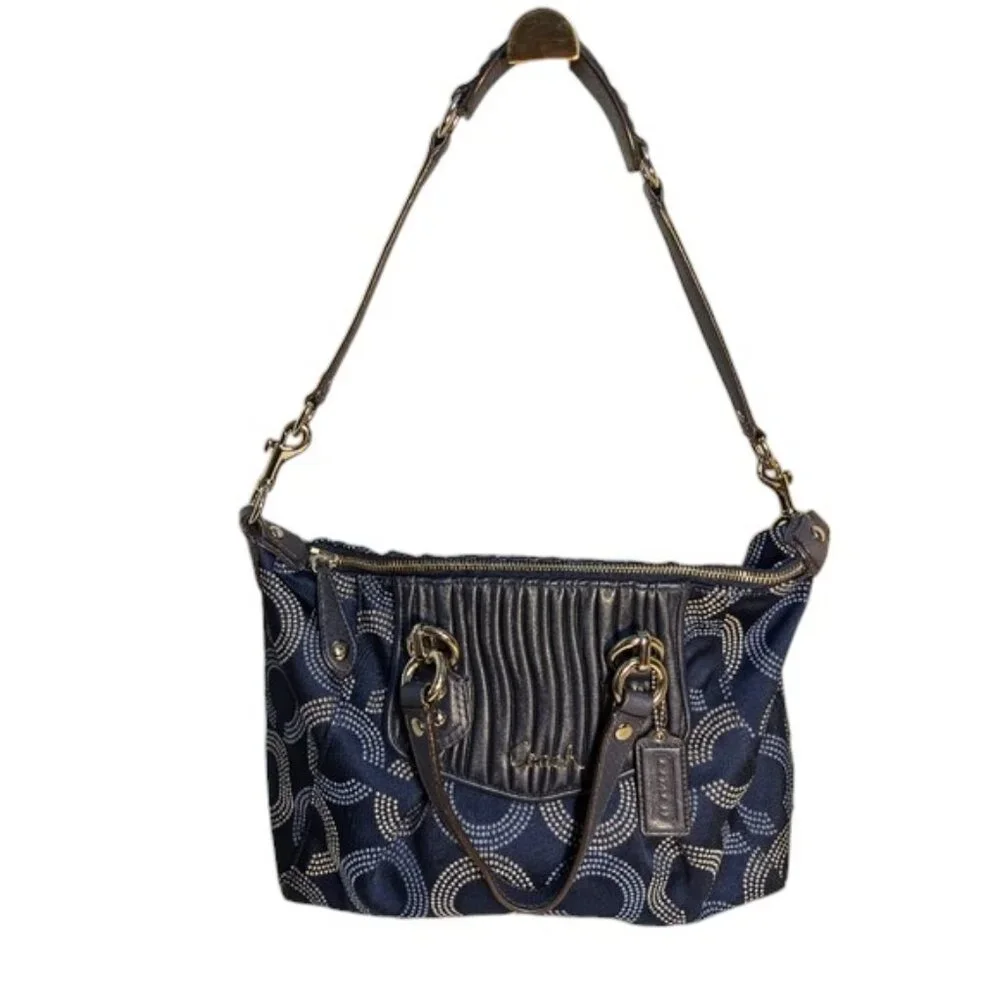 COACH Ashley Dotted Op Art Signature Satchel EUC